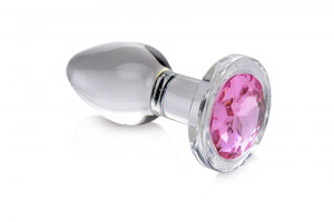 Booty Sparks Pink Gem Glass Anal Plug Large