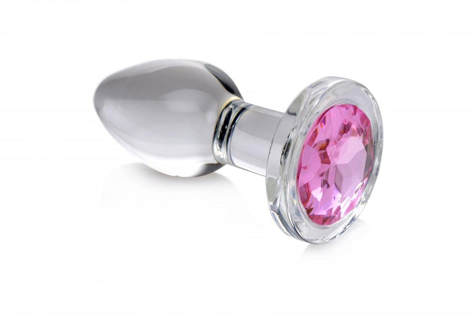 Booty Sparks Pink Gem Glass Anal Plug Large