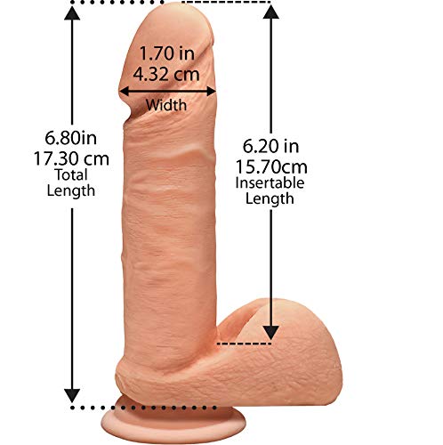 Doc Johnson The D - Perfect D 7 Inch - Ultraskyn - 7" Long And 1.75" Wide - Strong Suction Cup Base - O-Ring Harness Compatible Dildo - Vanilla