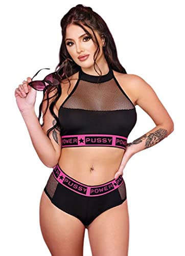 Vibes Pussy Power Top & Short S/M Black