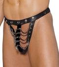 Elegant Moments Mens Leather Pouch With Chains - O/S - Black