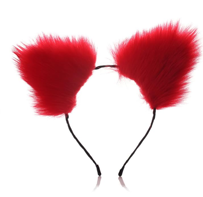 Ooiixx Butt Plug Fox Tail Cosplay Anal Plug Anal Butt Plug Adult Sex Toys for Beginner Women Men Couple (18 '' Red Kit)