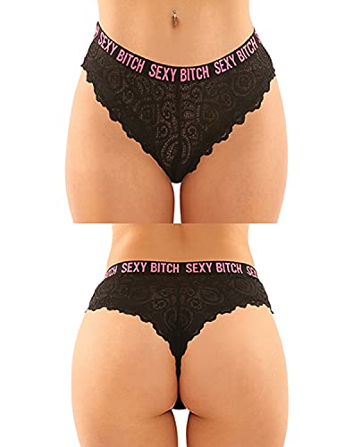Vibes Sexy Bitch Panty&Thong Qs Black/Pk