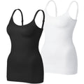 VVX Womens Shapewear Camisole Tank Tops - Body Shape for Women Tummy Control Seamless Compression Tank Tops (2pk Black+White M)