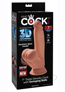 7 Inch Triple Density Cock With Swinging Balls -  Tan
