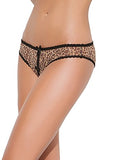 Elegant Moments Womens Leopard Mesh Crotchless Panty, One Size