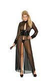 Elegant Moments Plus Size Mesh & Vinyl Long Sleeve Gown & G-String 2Pc Set Only, Black, 2X