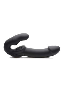 Strap U Evoke Rechargeable Vibrating Silicone Strapless Strap On, Black