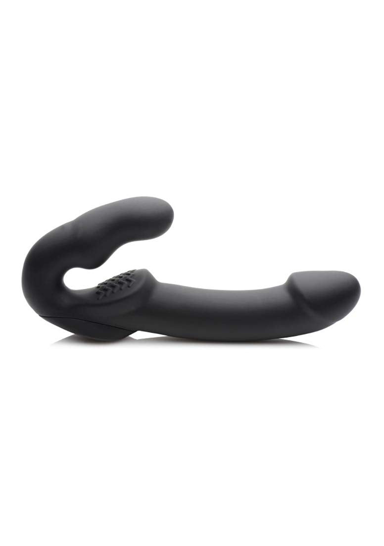 Strap U Evoke Rechargeable Vibrating Silicone Strapless Strap On, Black