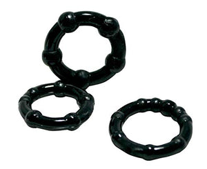 Shibari Triton Enhancement Pleasu-Rings Black With Knubbs