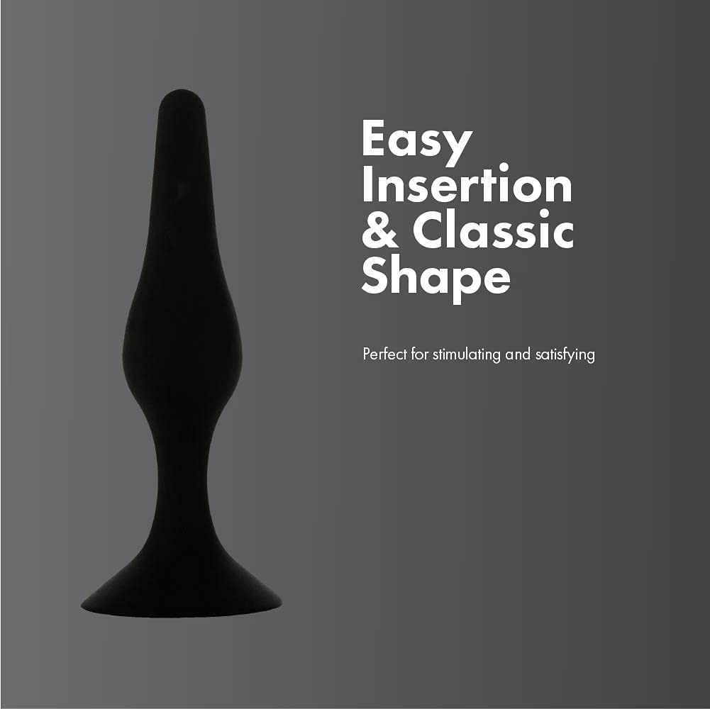 Pure Love Silicone Anal Butt Plug 4.5'', Adult Sex Toy, Classic Sex Toy, Black