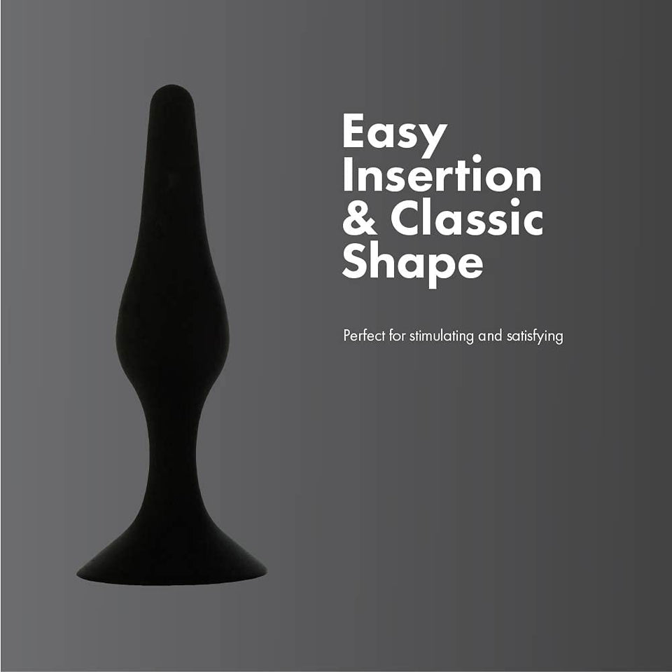 Pure Love Silicone Anal Butt Plug 4.5'', Adult Sex Toy, Classic Sex Toy, Black