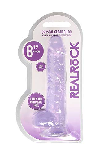 Realrock 8In Realistic Dildo W/ Balls Clear Purple