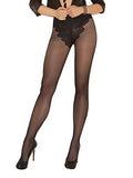French Cut Support Pantyhose. - One Size - Black