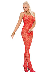 Rose Lace Bodystocking - O/S - Red