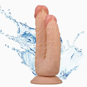 Realistic Dildo Double Head Dildo with Strong Suction Cup Base Big Cock Curved Shaft Dual Layer Dicks for Pussy Vagina Anal Stim