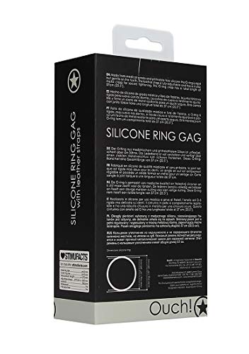 Silicone Ring Gag  W/ Leather Straps Blk