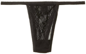 Elegant Moments Womens Plus-Size Queen Size Lace Garter Belt And Thong Set Black