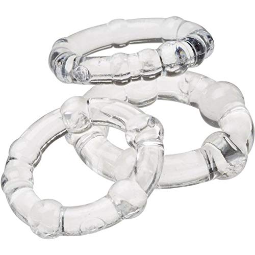 Cloud 9 Beaded C-Ring Penis Bands 3 Sizes Pack Clear