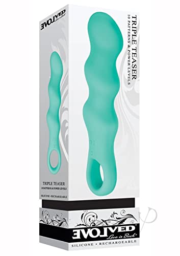 Evolved Love Is Back - Triple Teaser - 10 Patterns & Power Levels - Silicone Rechargeable Vibrator - Teal