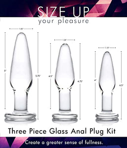 Prisms Dosha 3 Piece Glass Butt Plug Set Anal Training Kit With 3 Sizes Of Clear Anal Plugs With Smooth Flat Base For Men And Women Adult Couples Beginners And Advanced Easy To Clean 3 Pack