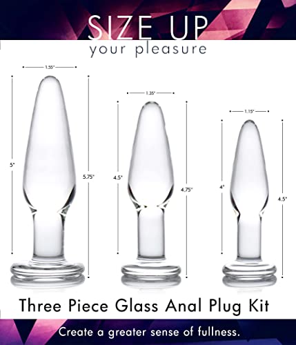 Prisms Dosha 3 Piece Glass Butt Plug Set Anal Training Kit With 3 Sizes Of Clear Anal Plugs With Smooth Flat Base For Men And Women Adult Couples Beginners And Advanced Easy To Clean 3 Pack