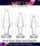 Prisms Dosha 3 Piece Glass Butt Plug Set Anal Training Kit With 3 Sizes Of Clear Anal Plugs With Smooth Flat Base For Men And Women Adult Couples Beginners And Advanced Easy To Clean 3 Pack