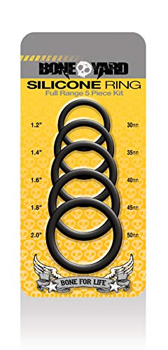 Boneyard Silicone Cock Ring Set 5 Pcs Kit - Black