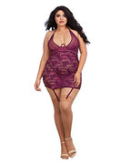 Dreamgirl Women'S Plus Garter Slip, Mulberry, One Size Queen