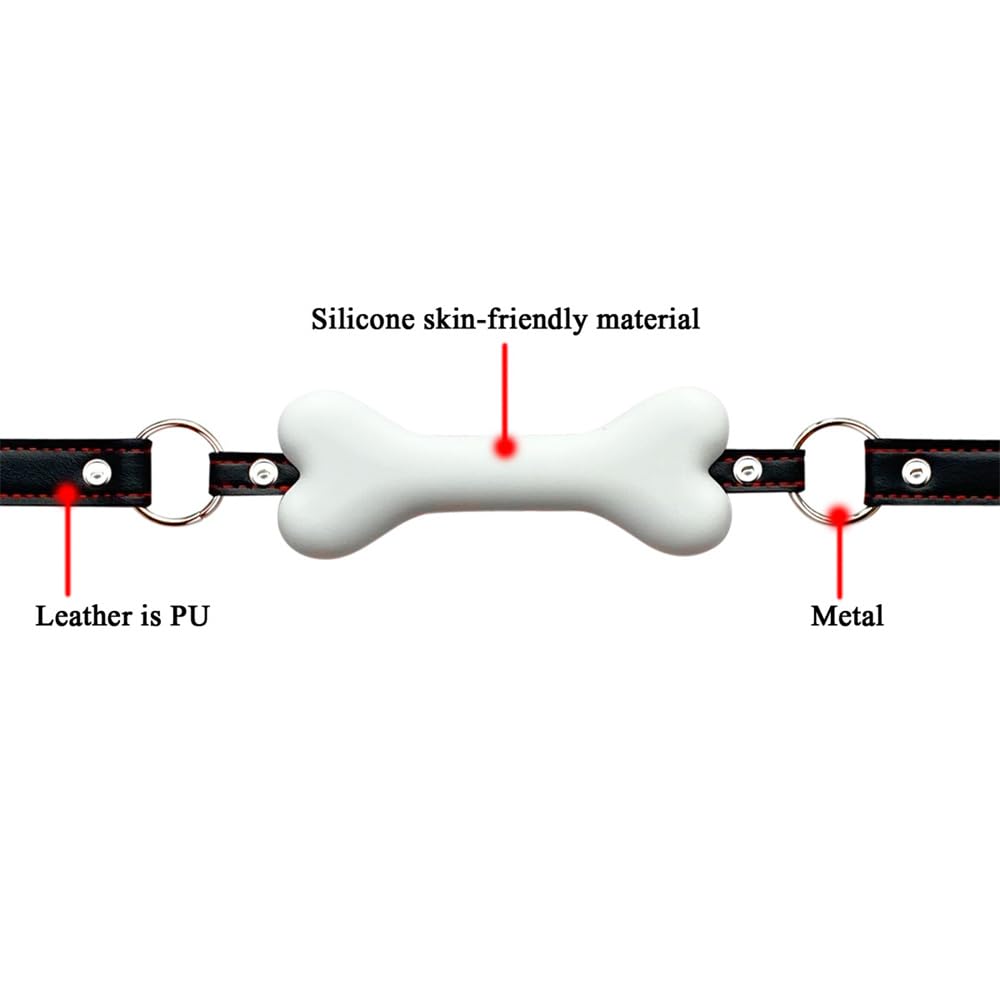 Pfylinqo Dog Bone Mouth Gag White Pet Bone Bite Ball Gag Adjustable Bondage BDSM Fetish Slave Restraints Sex Toys Slave SM Game