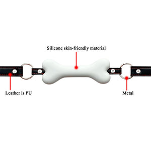 Pfylinqo Dog Bone Mouth Gag White Pet Bone Bite Ball Gag Adjustable Bondage BDSM Fetish Slave Restraints Sex Toys Slave SM Game