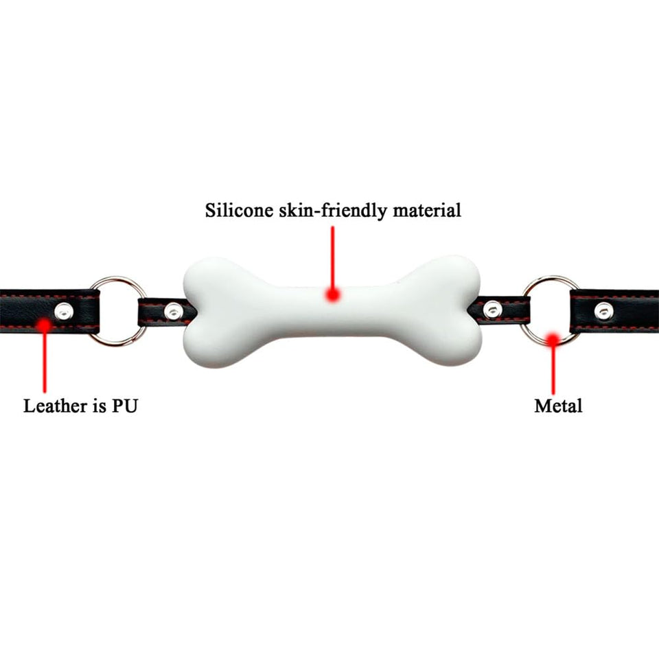 Pfylinqo Dog Bone Mouth Gag White Pet Bone Bite Ball Gag Adjustable Bondage BDSM Fetish Slave Restraints Sex Toys Slave SM Game