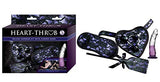 Heart On Deluxe Harness Strap-On Kit With Curved 7 Inch Dong, Includes Blindfold And Paddle, Purple/Transparent