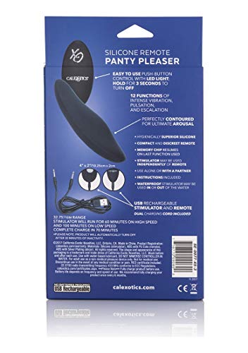 Calexotics Silicone Remote Panty Pleaser Vibrator - Waterproof Adult Sex Toys For Couples - 12 Vibe Function Massager - Black