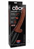 7.5 Inch Thrusting Cock With Balls - Brown