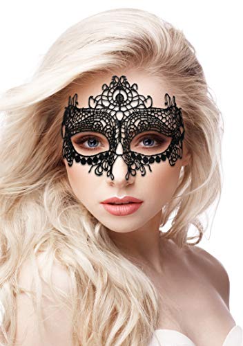 Ouch! Queen Black Lace Mask  - Black
