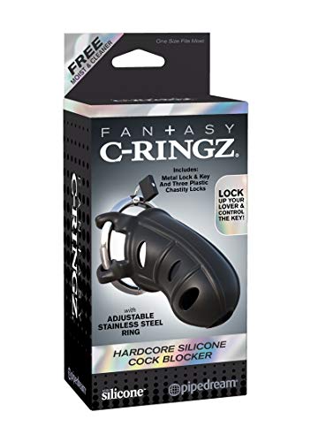 Pipedream Fantasy C-Ringz Hardcore Silicone Cock Block Dildo, Black, 1 Pound