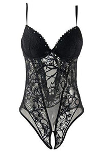 Ms Nightfall Crotchless Teddy Black S/M