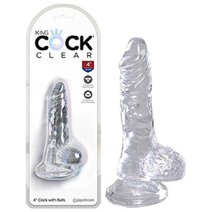 King Cock Clear 4In Cock With Balls