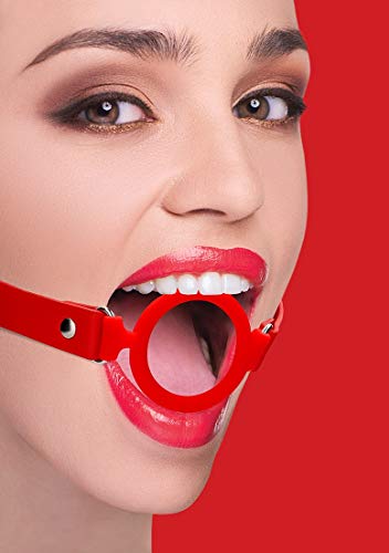 Silicone Ring Gag  W/ Leather Straps Red
