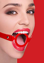 Silicone Ring Gag  W/ Leather Straps Red
