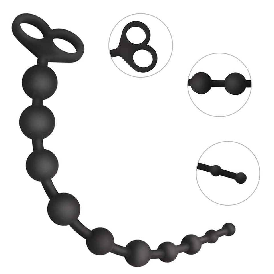 Anal Beads Silicone Butt Plugs Anal Trainer Plug Pull Ring Chain with 10 Beads G-spot Prostate Massage Masturbation Sex Toys for