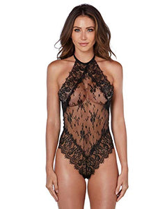 Dg Halter Teddy W/ Snap Crotch Blk M
