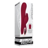 Evolved Love Is Back - Inflatable Rechargeable Silicone Bunny - Over 60 Function Combinations - G-Spot Tip Vibraties & Inflates To Almost 2 Inches - Burgundy