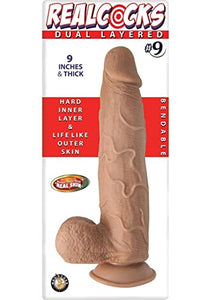 Realcocks Dual Layered #9 9In Thick Brwn