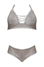 Ms Lace Me Up Bra& Cageback Panty Gry Sm