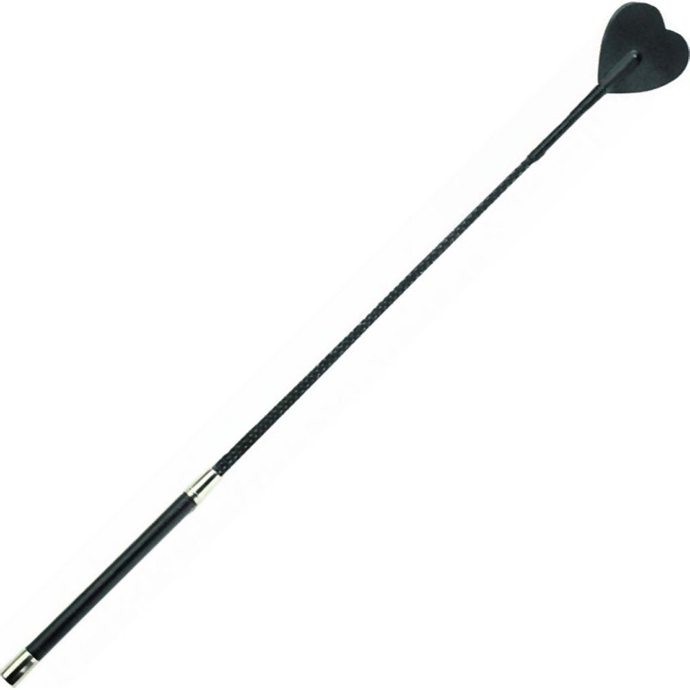 Spartacus Heart Bat Leather Crop, Black, 25.5 Inch