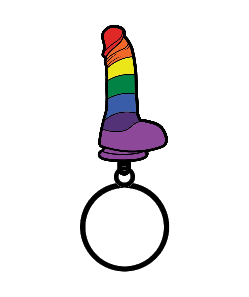 Rainbow Dildo Sex Toy Soft Enamel Adult Keychain