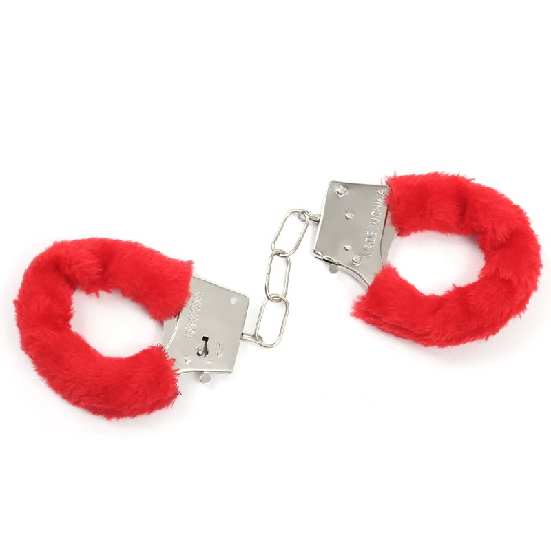 Furry Sex Handcuffs with Keys,Adjustable Ankle Cuff Bracelets,Stainless Sex Bondage Restraints,SM Plush Bondage Fetish Handcuffs