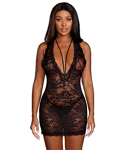Dg Chemise Strappy Plunge Neck Blk Xl